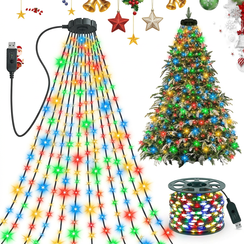 220 LED Waterfall Lights Multicolour