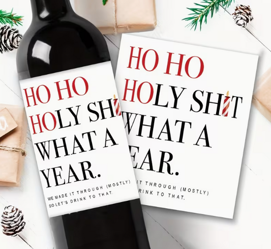 Funny Christmas Bottle Labels | Set of 6