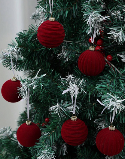 Velvet Hanging Christmas Baubles – Set of 12