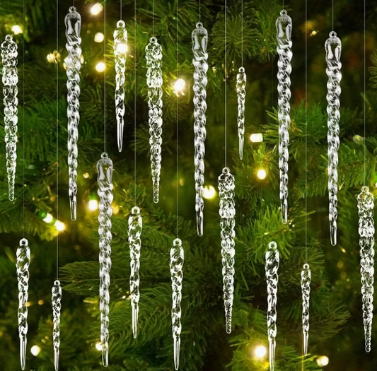 Crystal Christmas Ornaments – Set of 24 in 4 Elegant Styles