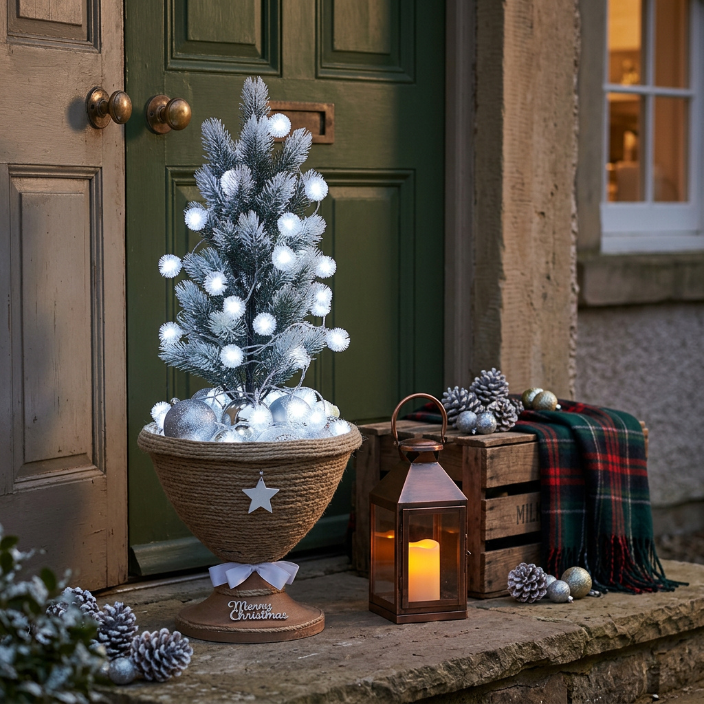 Fluffy Snowball Lights Christmas Tree