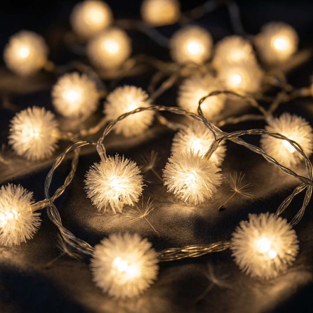 Fluffy Snowball Lights Close Up