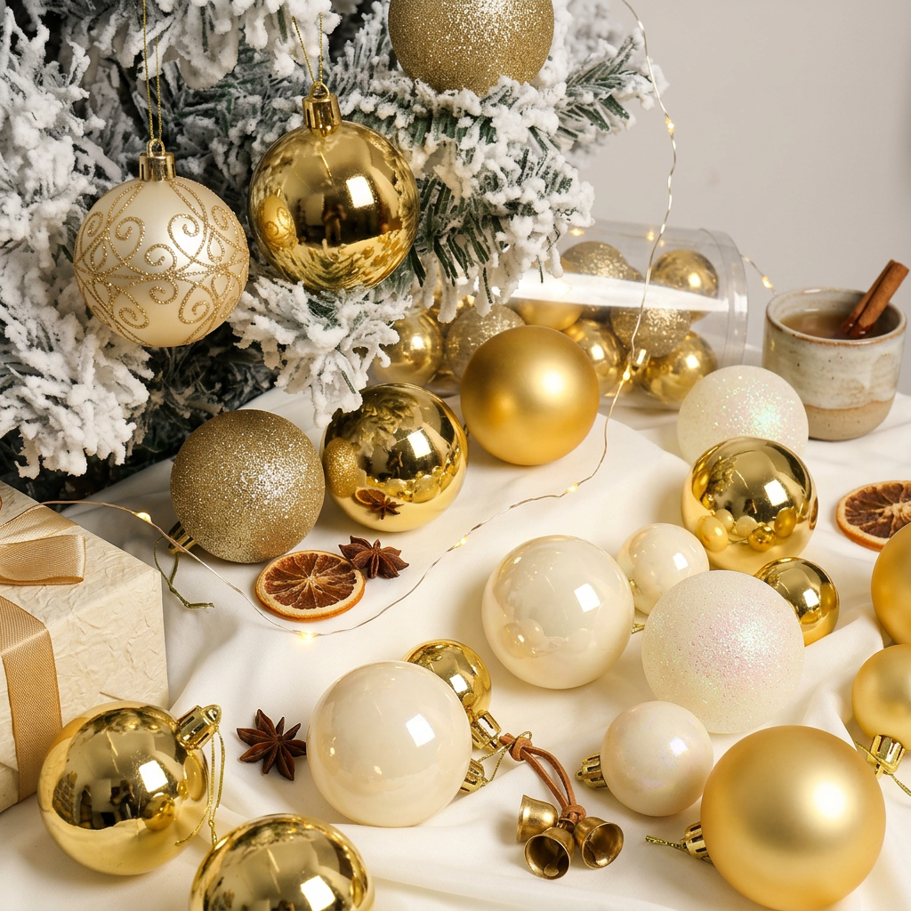 Gold Christmas Baubles Lifestyle