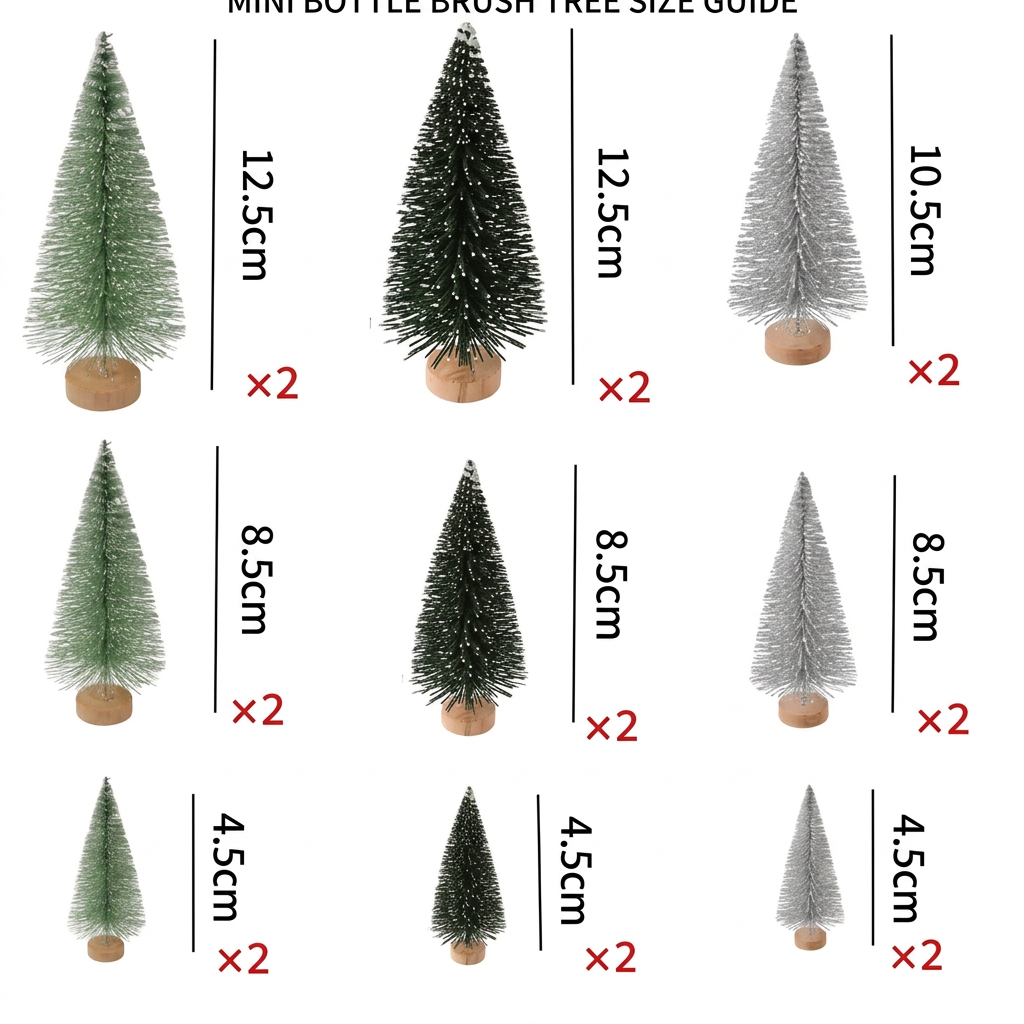 Mini Christmas Trees Size Chart CM Only