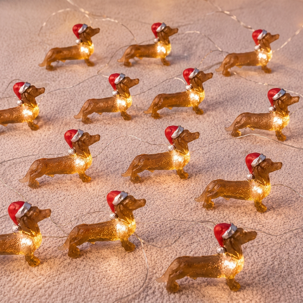 Puppy String Lights Flat Lay
