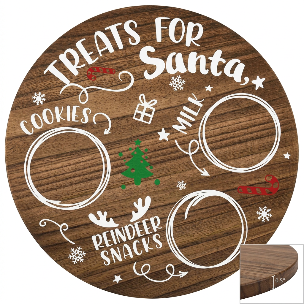 Treats for Santa Wooden Tray – Product Shot